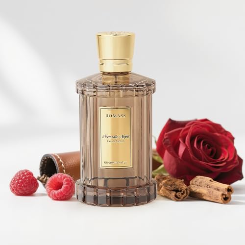 ROMASS Nomadic Night Long Lasting Unisex Oud Perfume - 3.4oz/100ml Eau de Parfum, Warm Woody Scent with Smoked Oud, Desert Sage, Rose & Raspberry, Gift for Men Women