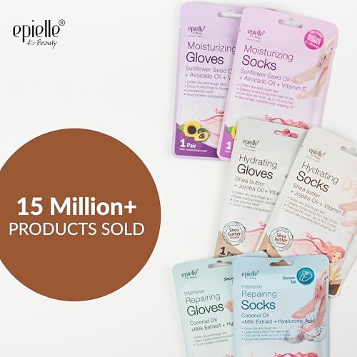 Epielle Hydrating Hand Mask 6 Pairs, Relieve and Soften with Shea Butter & Jojoba Oil, Deep Moisturizing Gloves for Dry, Cracked Hands, Self Care Gifts for Women, Spa Kit