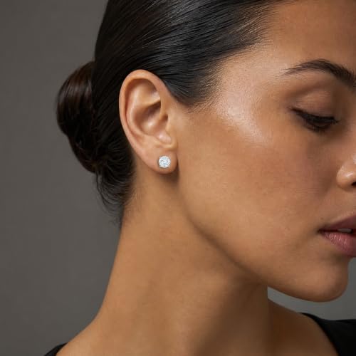 14K White Gold 1.0 Carat Round Shape LAB GROWN Diamond IGI Certified Stud Earrings for women 4 Prong Push Back (E/F Color VS2/SI1 CLARITY)