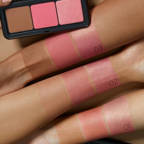 KIKO Milano Multi Finish Trio Blush & Bronzer Palette 03 | Face Palette With 1 Bronzer And 2 Blushes In Matte And Metallic Finishes