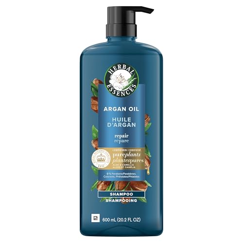 Herbal Essences Argan Oil Paraben Free Shampoo, Hair Repair, 20.2 fl oz, with Certified Camellia Oil and Aloe Vera, For All Hair Types, Especially Damaged Hair