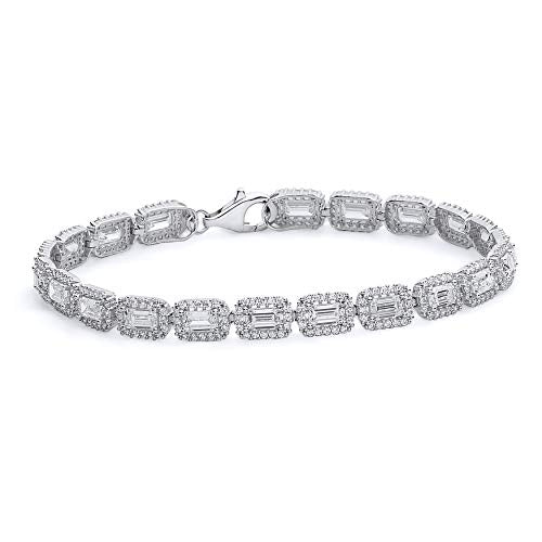 The World Jewelry Center 14k REAL White Gold CZ Bracelet - 7.5"
