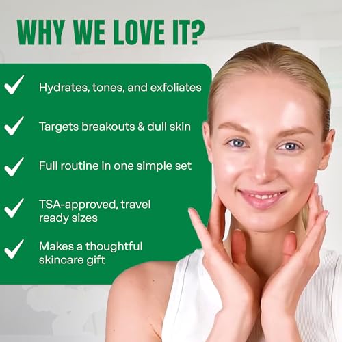A Little Bit of Mario 10-Piece Skincare Kit – Vitamin C Serum, Glycolic Acid Toner, Hyaluronic Dew Cream, Collagen Mask, HOCI Spray & Cleanser – Brightening, Anti-Aging & Hydration – Travel & Gift Set
