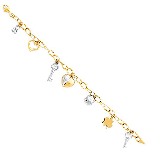 The World Jewelry Center 14k Two Tone Gold Bracelet with Lobster Claw Clasp - 7.5"