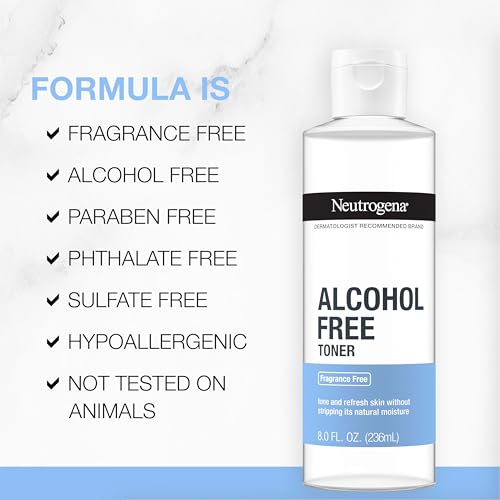 Neutrogena Alcohol-Free Gentle Daily Facial Toner, Fragrance-Free to Tone & Refresh Skin, Gently Removes Impurities & Reconditions Skin, Hypoallergenic, 8 fl. oz