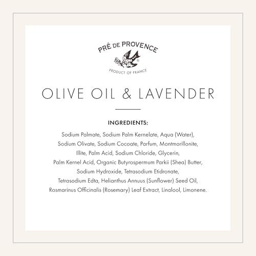 Pre de Provence Artisanal Soap Bar, Natural French Skincare, Enriched with Organic Shea Butter, Quad Milled for Rich, Smooth & Moisturizing Lather, Olive Oil & Lavender, 12.3 Ounce