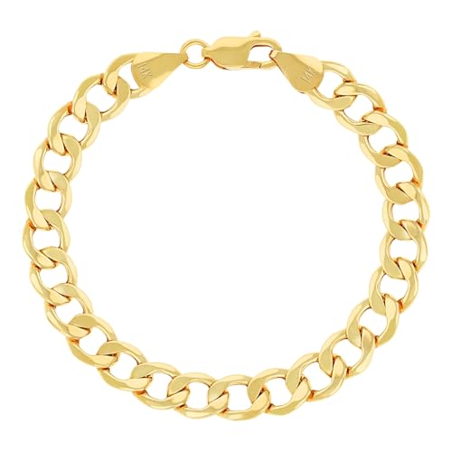 Nuragold 14K Real Yellow Gold Cuban Curb Link Chain Bracelet (2.5mm-7.5mm) - 9",6.5mm