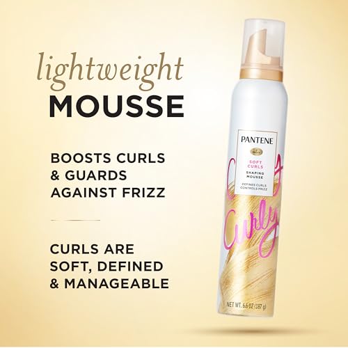 Pantene Curl Mousse For Curly Hair, Tames Frizz for Soft Touchable Curls, 6.6 Oz Each (Pack of 3)