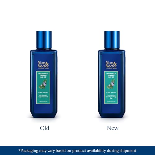 Blue Nectar Rosemary and Bhringraj Ayurvedic Scalp Oil for Hair Growth with Amla, 3.38 Fl Oz