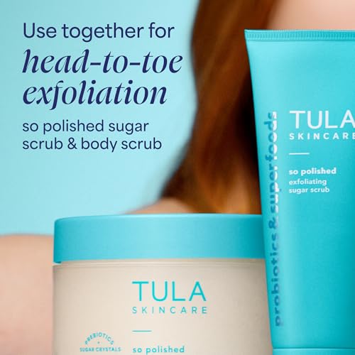 TULA Skincare So Polished Exfoliating Sugar Scrub, Face Scrub for Dullness & Uneven Texture with Prebiotic Extracts & Papaya Fruit Enzymes, 2.9 OZ