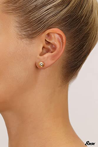 14k Yellow Gold Diamond-cut Ball Stud Earrings (8MM)
