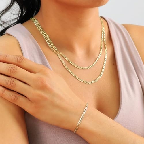 Nuragold 10K Real Yellow Gold Cuban Curb Link Chain Bracelet (2.5mm-7.5mm) - 8",3.5mm