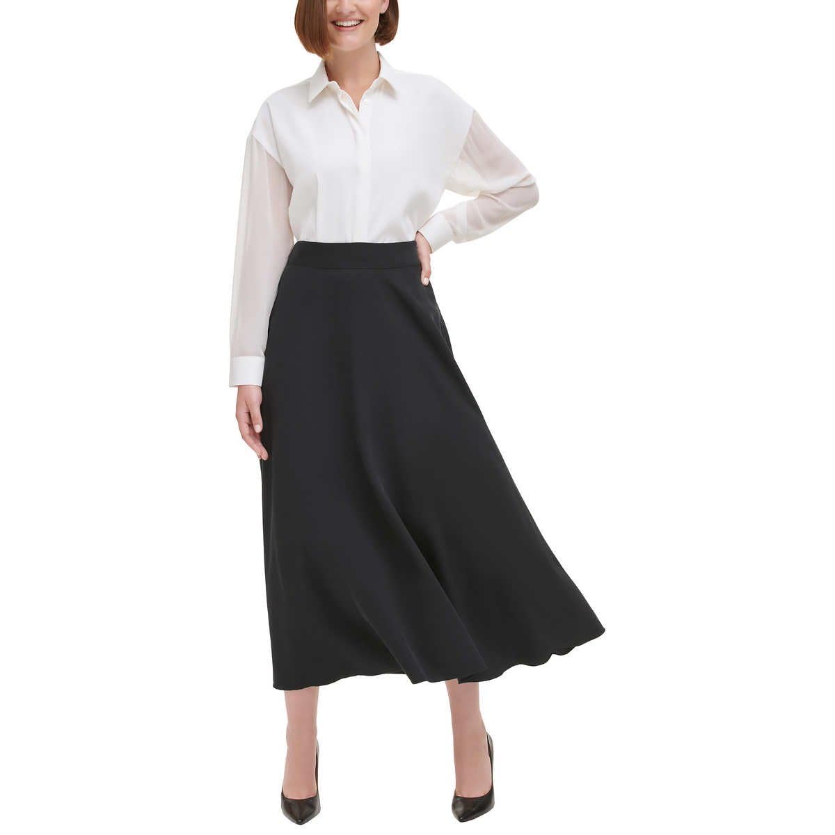 DKNY Ladies' Stretch Back Waist Maxi Skirt, Black 14