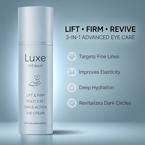 AMOQUCT Luxe Eye Balm, Eye Balm Stick, 3-in-1 Hydrating & Smoothing Eye Cream with Collagen, Lightweight Formula for Daily Eye Care, Portable Design