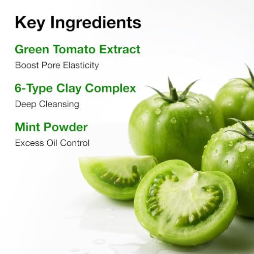 FULLY Green Tomato Pore Clay Mask Cleanser for Deep Cleansing, 4.05 fl oz