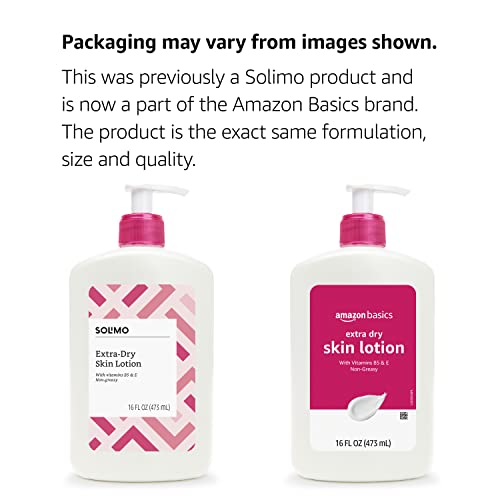 Amazon Basics Body Lotion For Dry Skin with Vitamins B5 & E, Clean Scent, 16 fl oz (Previously Solimo)