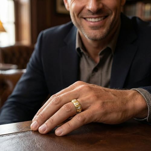 P3 POMPEII3 Pompeii 1/2Ct Men's 5-Stone Diamond Ring in 10k Yellow Gold - Size 7.5