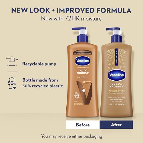 Vaseline Cocoa Radiant Body Lotion for Dry Skin with Cocoa Butter 32oz
