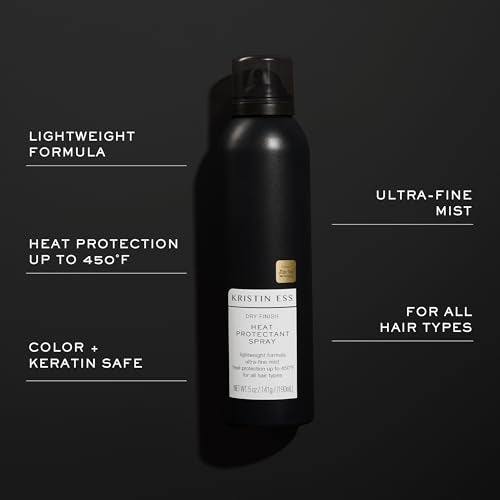 Kristin Ess Dry Heat Protectant Spray - Blow Dry Frizz Control + Shine Enhancing - Anti Humidity Thermal Heat Protectant Spray - Repair + Protect Hair Up to 450 Degrees - Fresh Pear Fragrance (5 oz)