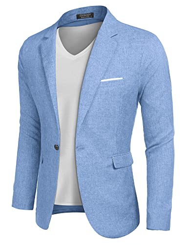 COOFANDY Men's Blazer Casual Sport Coats Slim Fit One Button Suit Jacket Lightweight Sports Jacket (Sky Blue,X-Large)
