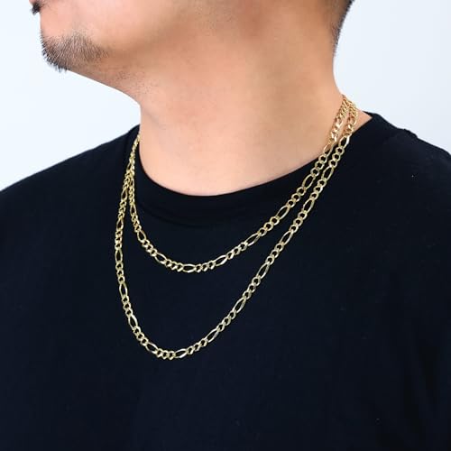 Nuragold 10k Real Yellow Gold Figaro Link 5.5mm Chain Necklace (16"-30") - 24"