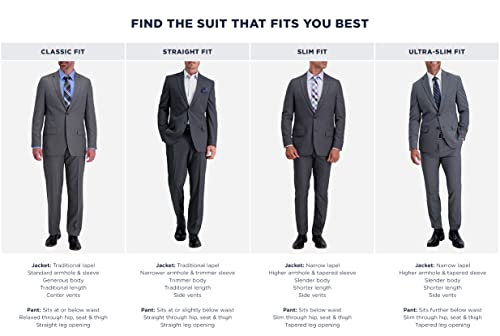 Haggar Men's Travel Performance Tailored Fit Suit Separates-Pants, Dk. Heather Grey-Jacket, 46 Tall