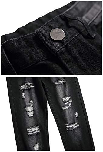 LZLER Men Black Jeans Destroyed Regular fit Mens Designer Jeans Young Fashion Revival Size 34