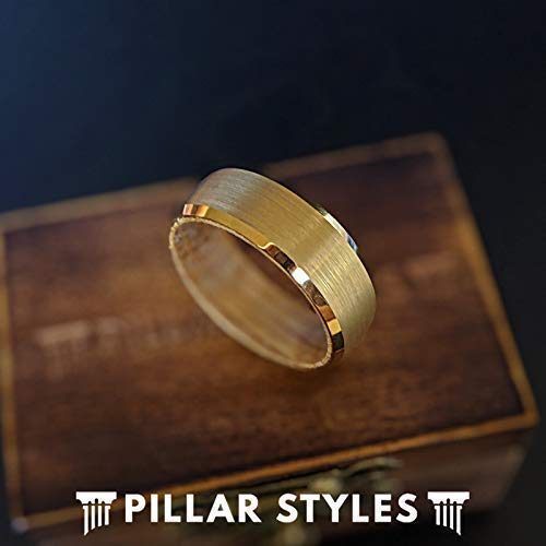 14K Gold Whiskey Barrel Rings For Men Tungsten Wedding Band 8mm Bourbon Barrel Ring Whiskey Barrel Wood Ring Unique Tungsten Ring