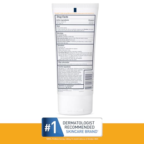 CeraVe Hydrating Mineral Sunscreen SPF 30 with Hyaluronic Acid, 5oz