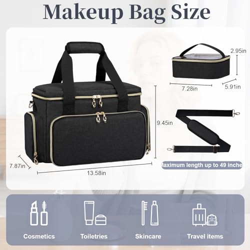 GDNasist Large Makeup Bag, Portable Travel Makeup Bag Organizer