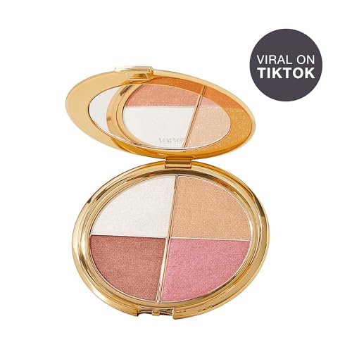 tarte glow wardrobe highlighting eye & cheek palette – Highlighter, Blush, Bronze & Eyeshadow All-in-One Face & Eye Viral Makeup for Everday Radiant Blendable Glow, Vegan & Cruelty Free, full size