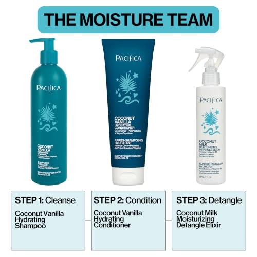 Pacifica Coconut Milk Hair Detangler Spray – Leave-In Conditioning Elixir for Tangle-Free Hair – Instantly Detangles Knots, Adds Shine & Moisture, Prevents Breakage & Frizz – Vegan & Cruelty-Free