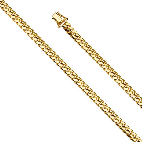 14k REAL Yellow Gold Men's 5.5mm Solid Miami Cuban Curb Chain Bracelet - 8.5"