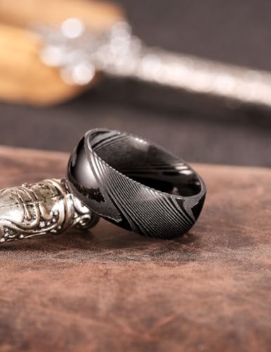 King Will Men Damascus Steel Wedding Band Size 10
