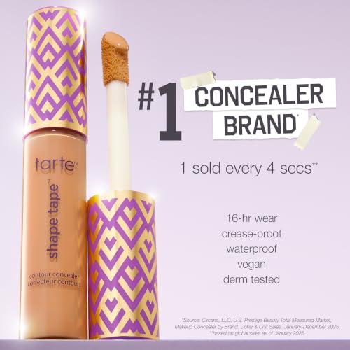 tarte shape tape concealer – Full-Coverage Creaseless Soft Matte Finish, Brightening Under-Eye & Face Makeup, 16hr Longwear, Vegan & Cruelty-Free, travel size, 22N light neutral