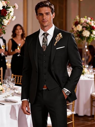Wangyue Men 3 Piece Suit Sage Green Suits for Men Dinner Party Tuxedo Wedding Suit Groom Groosman, L