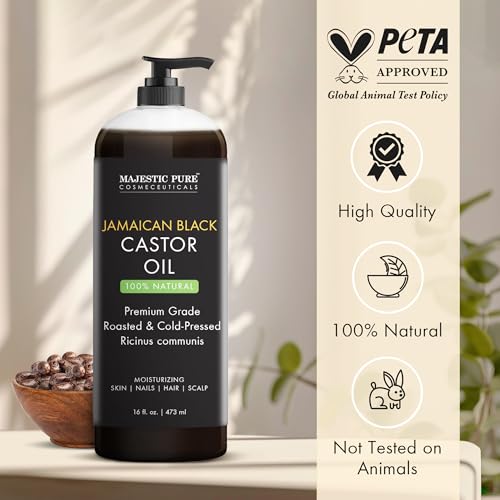 Majestic Pure Jamaican Black Castor Oil, 100% Natural Oil - 16 Fl Oz