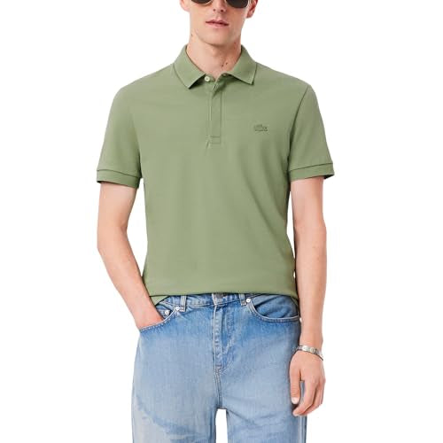 Lacoste Men's Regular Fit Paris Stretch Piqué Polo Shirt, Thyme, Medium