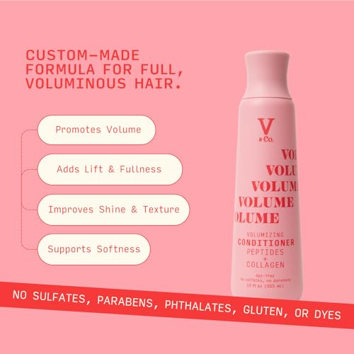 V&Co. Volumizing Conditioner with Peptide Technology, 12 oz, Sulfate Free Conditioner for Adding Lift and Fullness, Gentle, Color Safe Conditioner