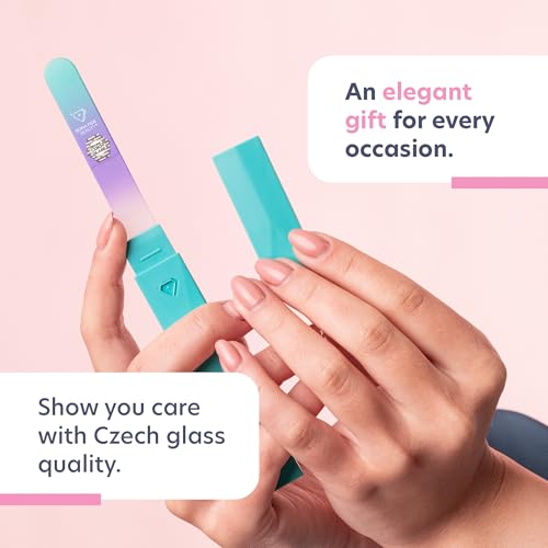 Bona Fide Beauty Czech Glass Nail File with Case in Pastel Green Violet