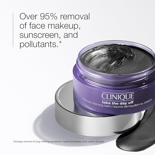 Clinique Take The Day Off Charcoal Cleansing Balm Makeup Remover | Dissolves Makeup and Sunscreen | For Dry Combination to Oily Skin Types, 4.2 Ounce