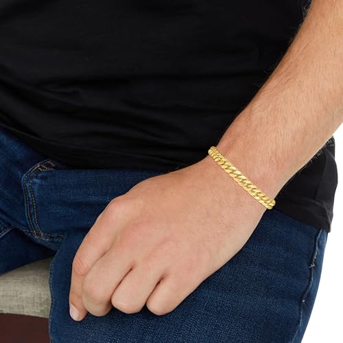 Floreo 14k Yellow Gold 6.6mm Semi-Lite Miami Cuban Chain Bracelet - 8.5 inch