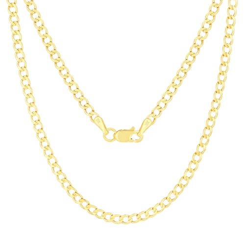 Nuragold 10k Real Yellow Gold Cuban Curb Link 2.5mm Chain Necklace, 16"-26" - 18"