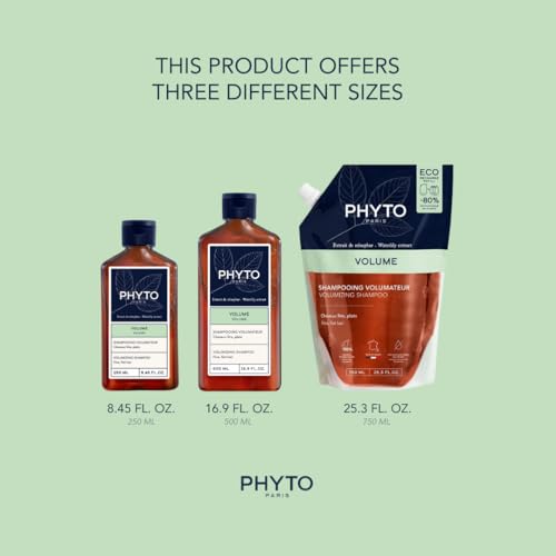 PHYTO Volume Volumizing Shampoo for Fine & Thin Hair | Vegan, Sulfate-Free, Silicone-Free | Lightweight Cleanse, Instant Body & Lift | Made in France | 8.45 fl oz