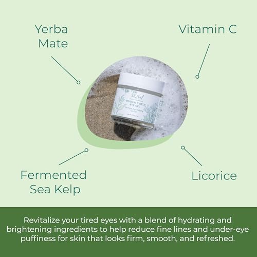 Sea-el Vitamin C Kelp Eye Gel Toning & Age Defying Skincare for Puffiness, Under Eye Bags & Dark Circles Cooling Youthful Glow for Women & Men - 1 Oz