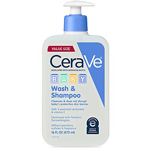 CeraVe Baby 2-in-1 Wash & Shampoo with Vitamin E for Hair & Skin, 16oz