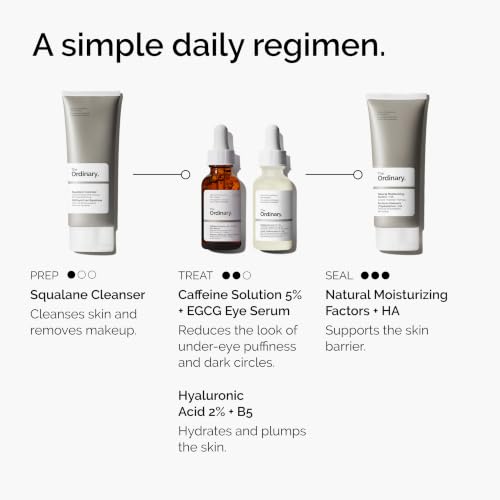 The Ordinary Caffeine Solution 5% + EGCG Eye Serum, Depuffing Eye Serum for Dark Circles and Tired Eyes, 1 Fl Oz