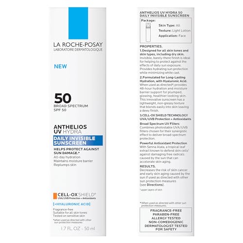 La Roche-Posay Anthelios UV Hydra Sunscreen, Hyaluronic Acid SPF 50 1.7oz