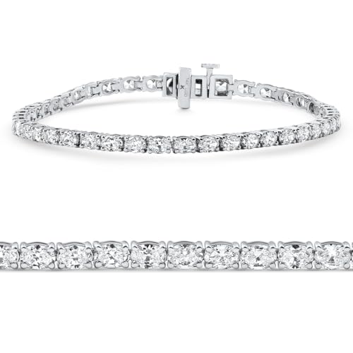 P3 POMPEII3 Pompeii 4 1/2Ct Oval Cut Diamond Tennis Bracelet 7" 14k White Gold Lab Grown - Size Medium (EF,VS)