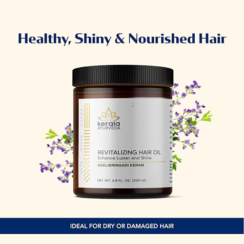 Kerala Ayurveda Neelibhringadi Keram Hair Growth Oil for Dry Scalp, Curly Or Damaged Hair (6.8 fl Oz) | Coconut Oil For Hair Growth & Strengthening Roots | Ayurvedic Serum with Triple Milk Formula